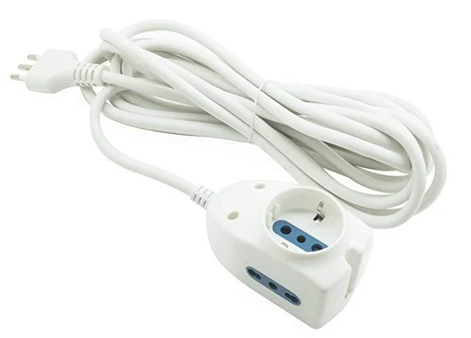 Multipresa Prolunga 10 METRI 3 Ingressi: 1 Schuko, 2 Bipasso - 1500W, Spina 10A