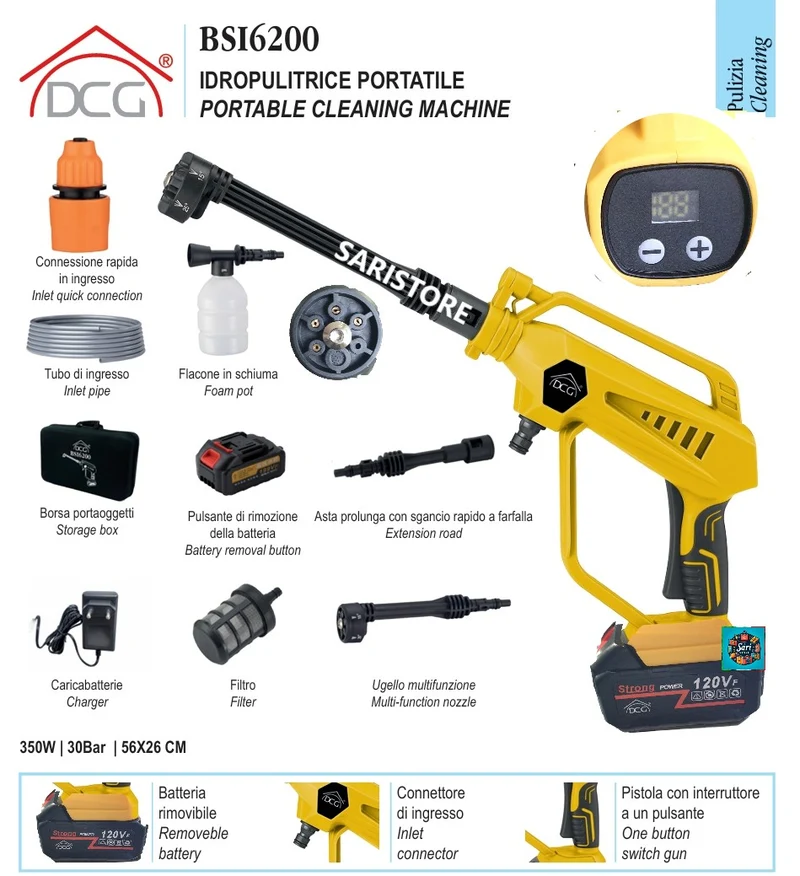 Idropulitrice a Batteria DCG BSI6200 30Bar 21V Brushless Garanzia Italia 24 Mesi