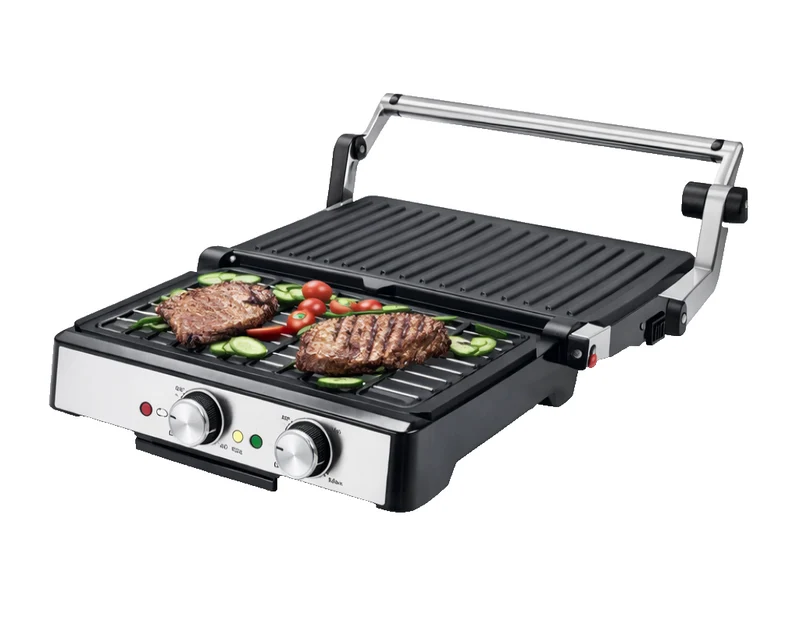 Bistecchiera Elettrica Grill 2000W Piastra Antiaderente 180° BBQ Panini Carne