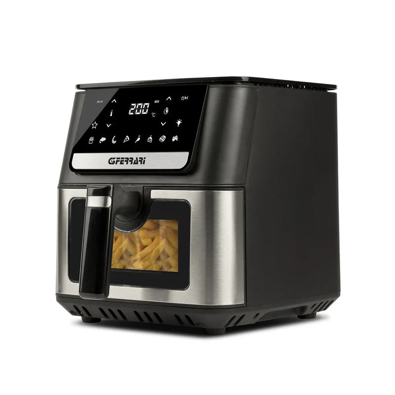 G3 ferrari G10207 Friggisano 6.5L Friggitrice ad Aria 6,5 Litri, 1700 W, Display digitale, 8 programmi, Vassoio rialzabile, Funzione Grill, Ricettario incluso, Nero