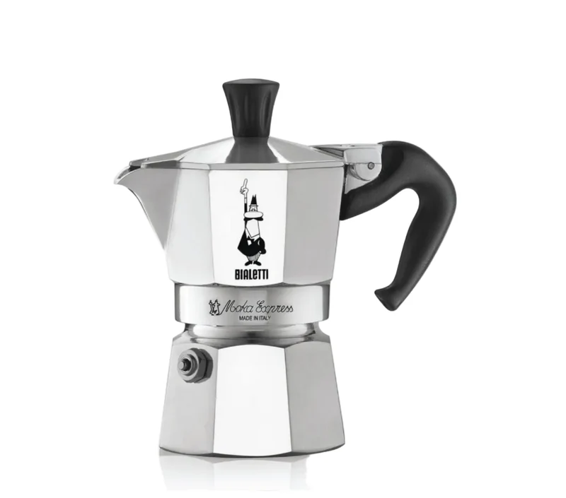 Bialetti Moka Express Caffettiera, Manico Anti Scottatura, Non Adatta A Induzione, Alluminio, Argento, 3 Tazze (130 ml)