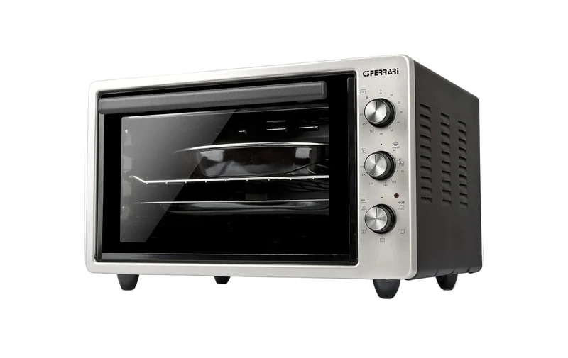 G3 Ferrari G10153 Forno Elettrico Ventilato, Raggiunge fino a 300° C, 5 modalità di cottura, 1400 W, Vetro doppio, Timer 90 min, Accessori inclusi, Argento Nero