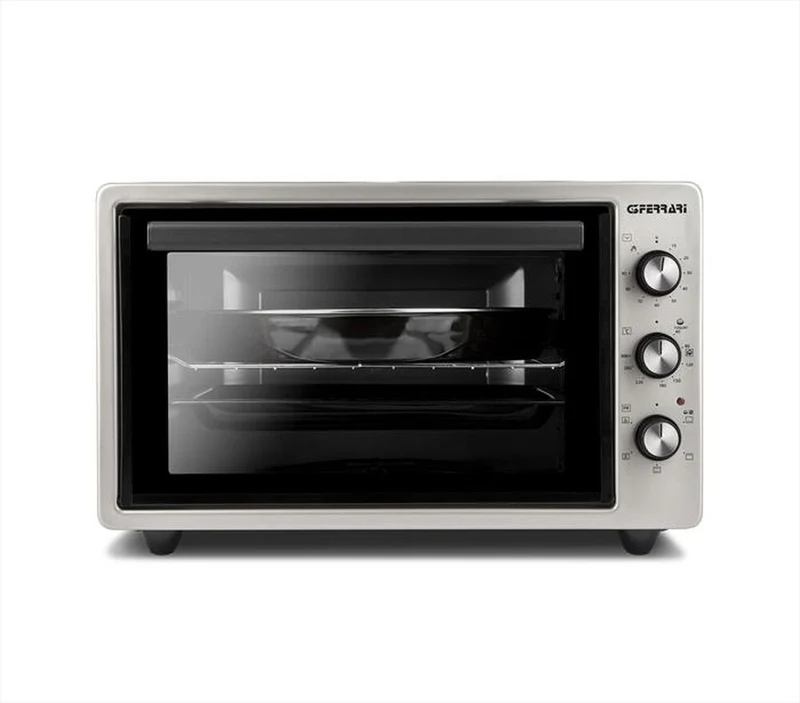 G3 Ferrari G10152 'Rostò 37 Forno Elettrico Ventilato, Raggiunge fino a 300° C, 37 Litri, Vetro doppio,1500W, Timer 90 min, Termostato regolabile, Luce interna, Accessori inclusi, Argento/Nero