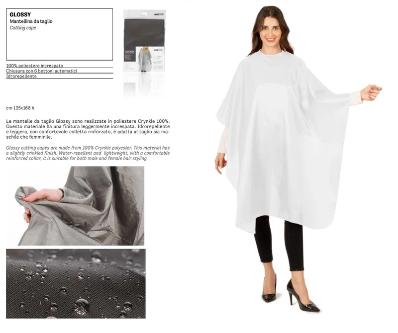 Mantella Taglio 168 h x 125 cm Poliestere Increspato Chiusura Automatici - Xanitalia