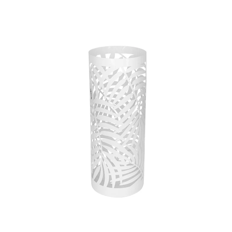 Porta Ombrelli in Metallo Jungle, Contenitore per Ombrelli con Vaschetta Scolapioggia e 1 Gancetto, 21*21*51 cm, Bianco