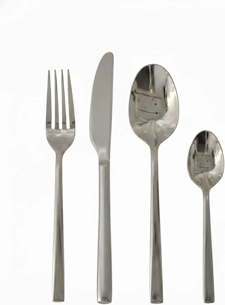 Set Posate in Acciaio Inox 18/10 per 6 Persone, 24 Pezzi, Include 6 Forchette, 6 Coltelli, 6 Cucchiai, 6 Cucchiaini Caffè, Finitura Lucida