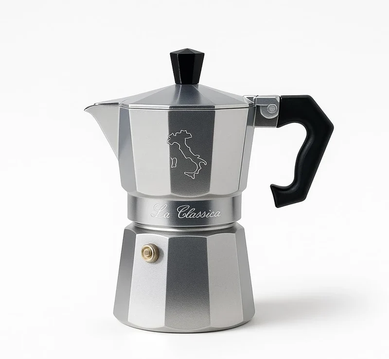 Today Home, Mokarella La Classica Caffettiera Alluminio, Mezza Tazza 0,5 Alluminio, Argento/Nero, Italia