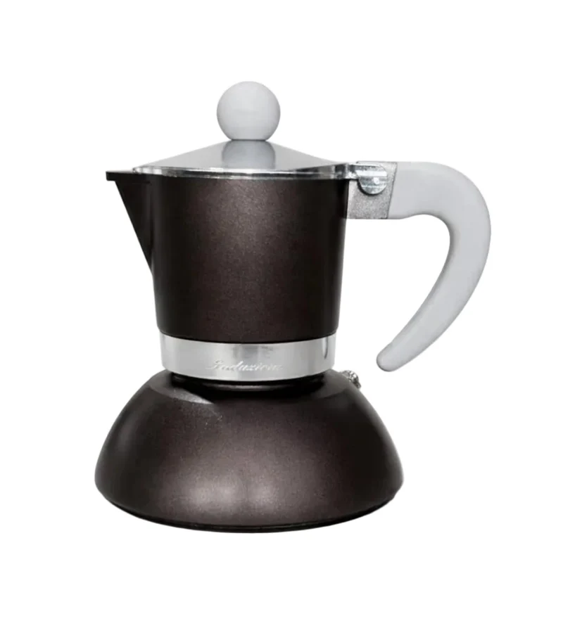Today Home Caffettiera Moka per Induzione, 2 Tazze, Alluminio, con Manico Ergonomico, Colore Marrone Metallizzato, Design Elegante