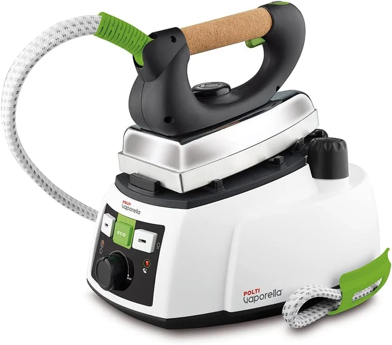 Polti Vaporella 535 Eco Pro, Ferro da Stiro a Vapore con Caldaia ad Alta Pressione da 4 Bar, Potenza 1750 W, Tappo di Sicurezza, Funzione Eco, Bianco e Verde