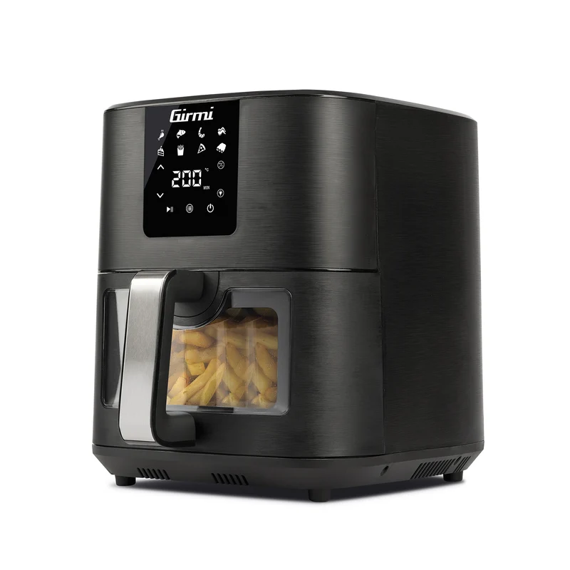 Girmi FG79 "Ecofrit 9L"Friggitrice ad Aria, 1700 W, 9 Litri XXL, 8 programmi, Display Digitale,BPA/PFOA Safe, Luce interna, Timer, Ricettario incluso, Nero Opaco