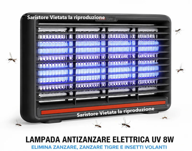 Lampada Zanzariera Antizanzare Elettrica UV Zanzare Insetti Mosche 60mq