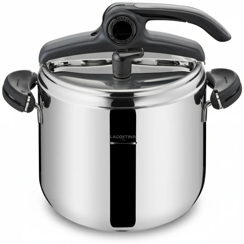 Lagostina Mia Pentola a Pressione 7 L in Acciaio Inox 18/10 Ø 22 cm, Pentola Induzione e Gas, Coperchio con Apertura Facilitata, Fondo a tre Strati, Lavabile in Lavastoviglie