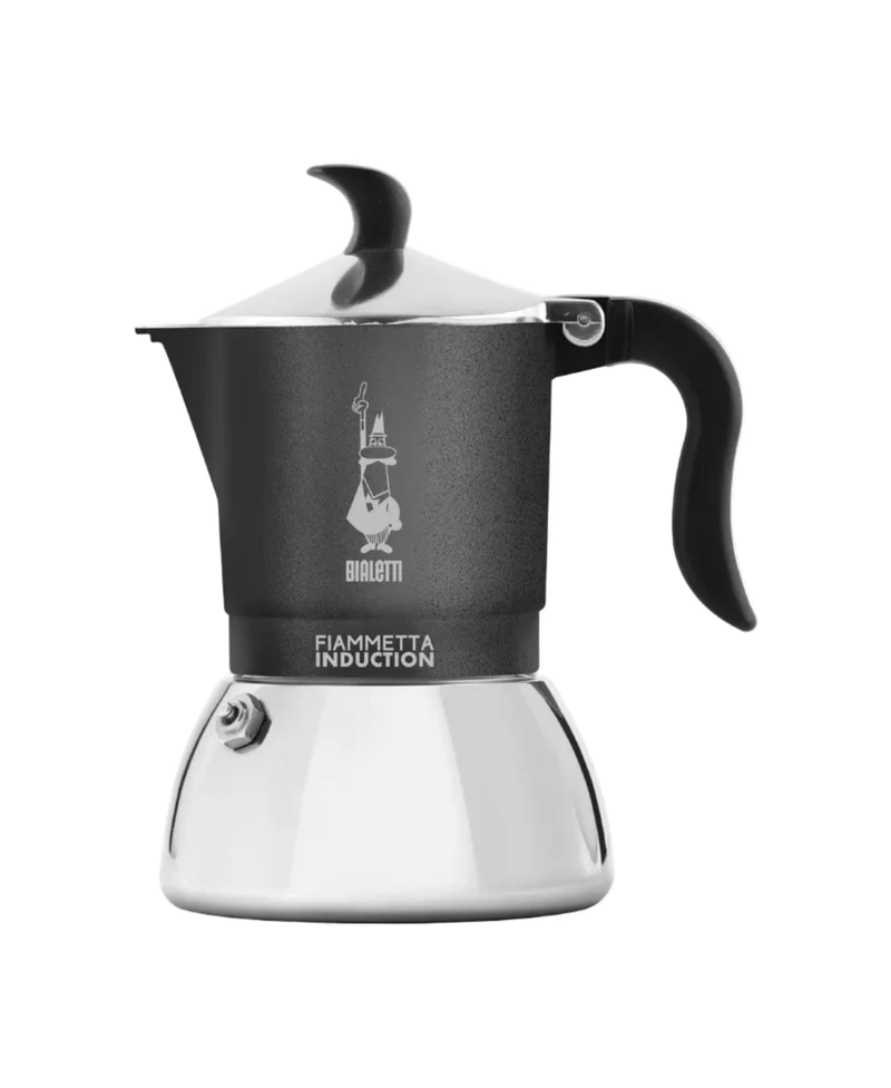 Bialetti Caffettiera Fiammetta Induction, 4 Tazze (150 ml), Adatta a Tutti i Piani Cottura, Design Elegante, Grigio