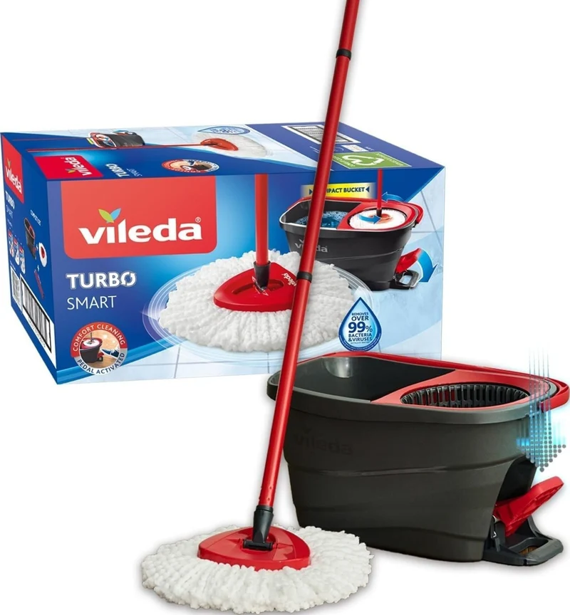 Vileda Lavapavimenti Turbo Smart, Microfibra In Poliestere Con Sistema A Pedale, ‎Standard