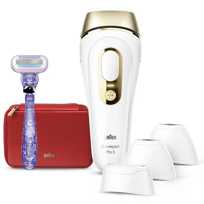 Braun Silk-expert Pro 5 IPL Hair Removal Device PL5387 VIO 3 Attachments White/Gold