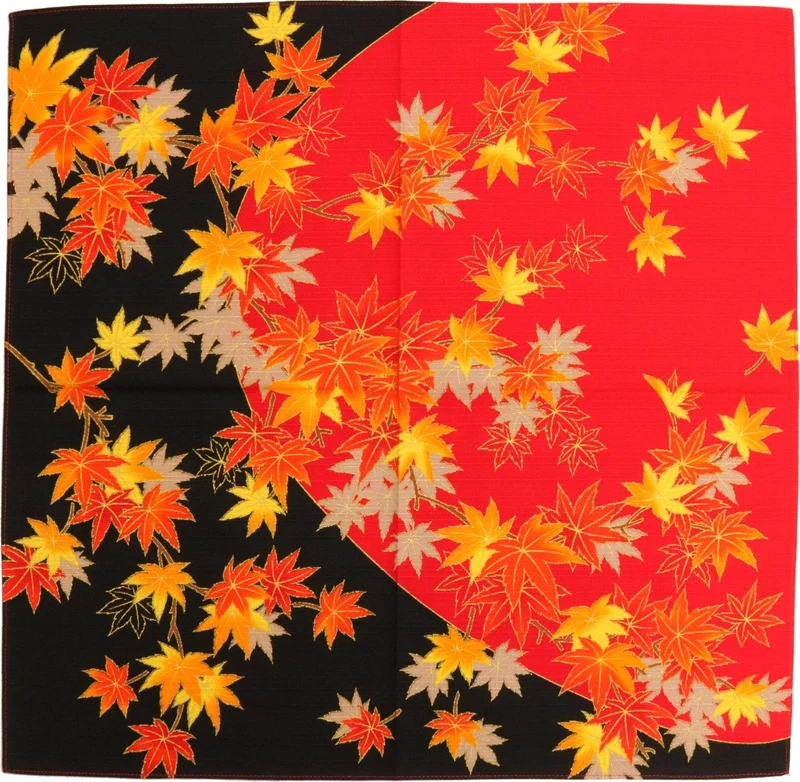 Matsumi Kogei Kokoro Tsumugi Maple Small Furoshiki Red