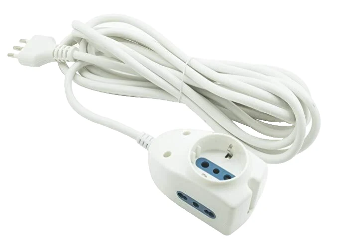 Multipresa prolunga 5 metri 3 uscite schuko e bipasso spina 10a piccola 1500w