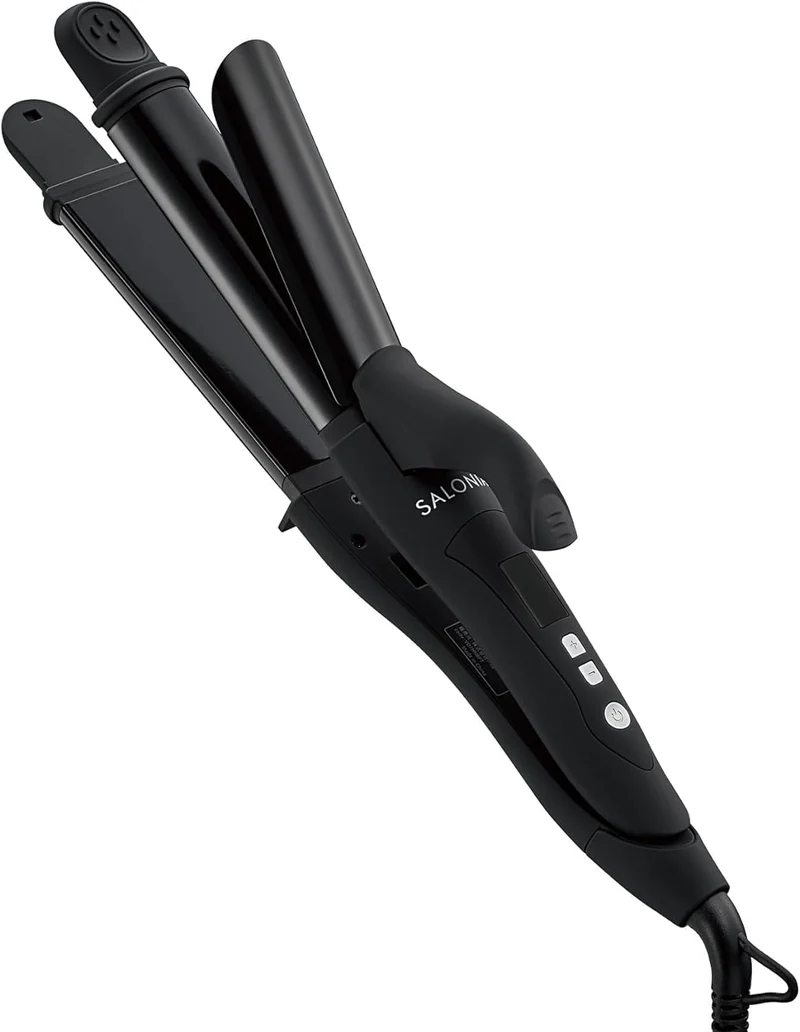 SALONIA 2-Way Straight & Curling Iron 32mm All Black SL-002AB AC100-240V