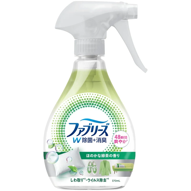 Febreze W Sanitizing Deodorizing Fabric Spray Subtle Green Tea Bottle 370 mL