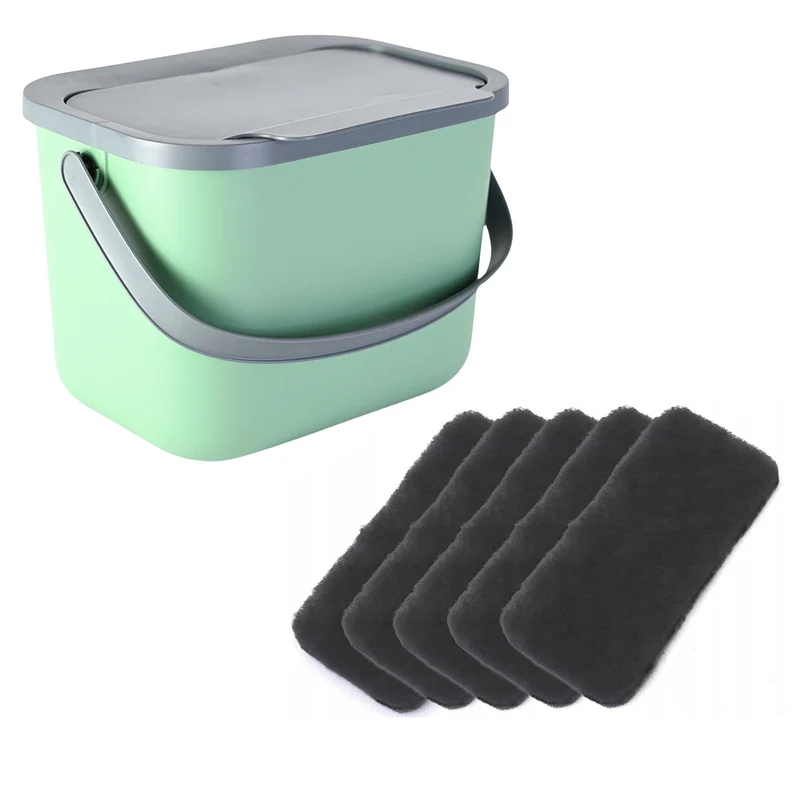 Contenitore per rifiuti organici da 6 l verde-grigio Bini Practic + 5 filtri al carbone Practic