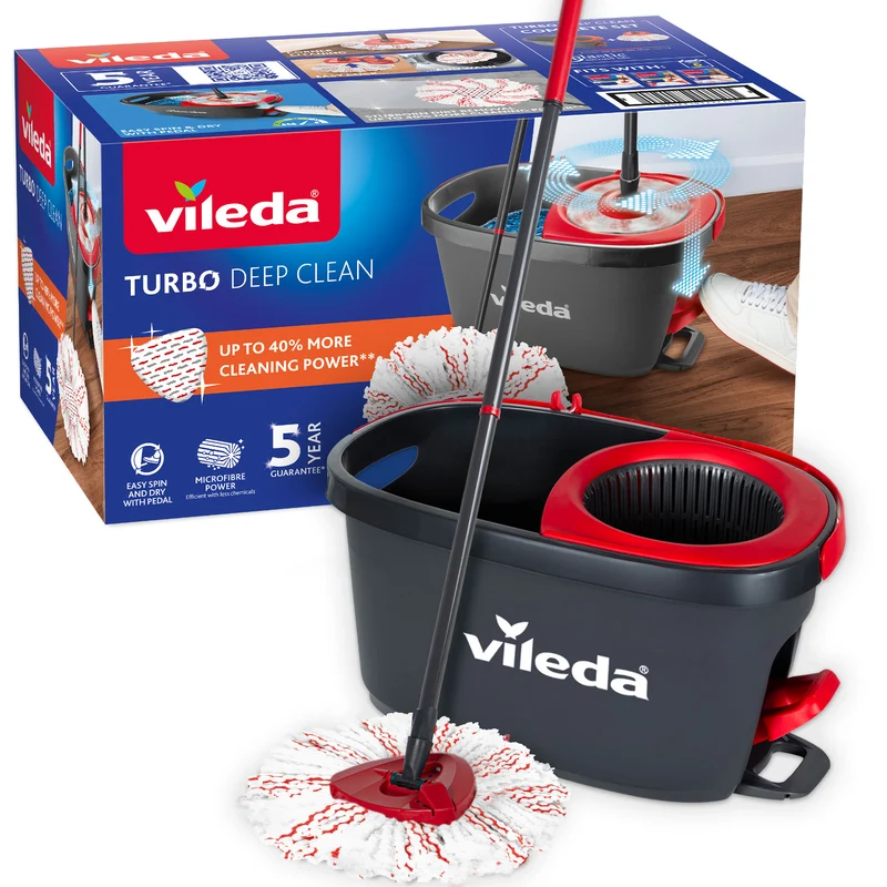Set di mop rotante con manico e secchio Vileda Turbo Deep Clean