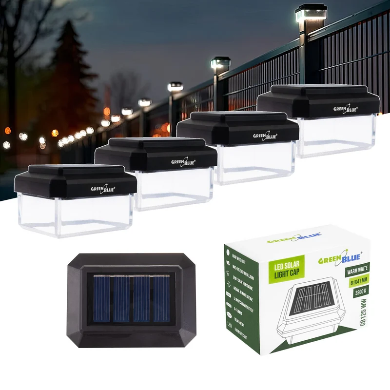 Lampada solare a LED da palo GreenBlue, 60x40 mm, tettuccio a busta, 3200 K, GB125 WW, 4 pezzi