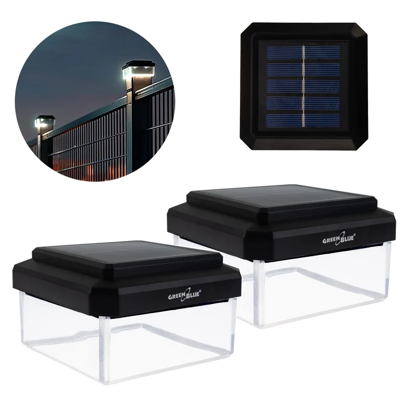 Lampada solare a LED da palo GreenBlue, 80x80 mm, tettuccio a busta, 3200 K, GB127 WW, 2 pezzi
