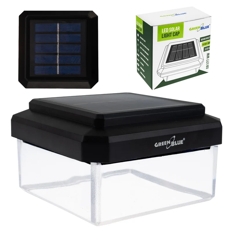Lampada solare a LED da palo GreenBlue, 80x80 mm, tettuccio a busta, 3200 K, GB127 WW