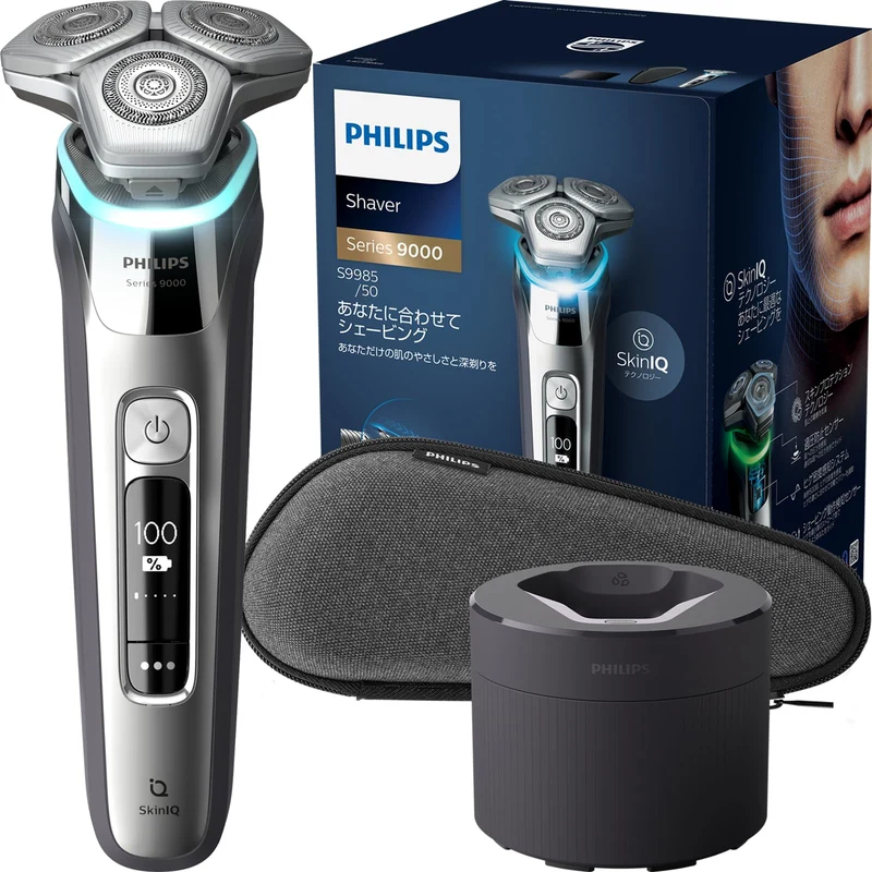 Philips 9000 Series SkinIQ Electric Shaver S9985/50 with Cleaning Station Chrome AC100-240V