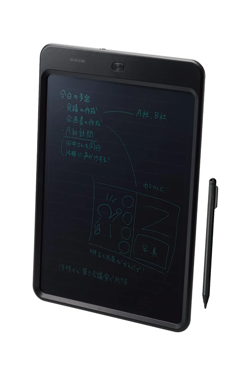ELECOM 12-Inch LCD Writing Tablet Electronic Memo Pad with Lock Function Black EP-12BK