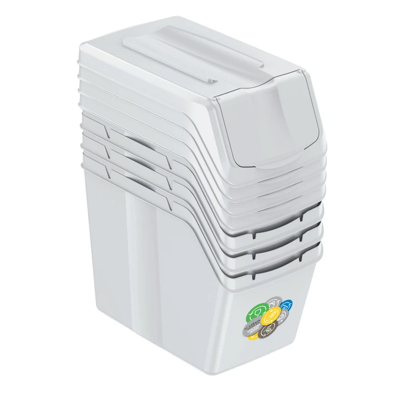 Set di contenitori per la raccolta differenziata 4x20L, cenere, ISWB20S4