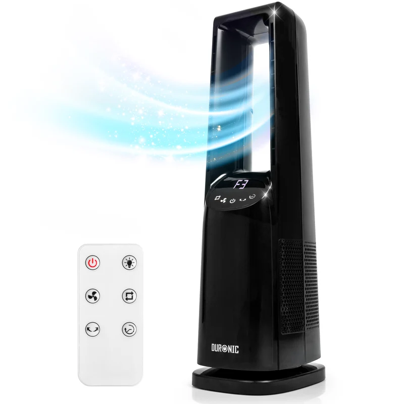 Duronic FN72 BK Ventilatore a Colonna 60W Ventola Torre con 3 Velocità | Oscillazione, Timer 1-12 Ore, Modalità Notte Silenziosa, Telecomando, Salvaspazio Ventilatore per Casa, Camera e Soggiorno