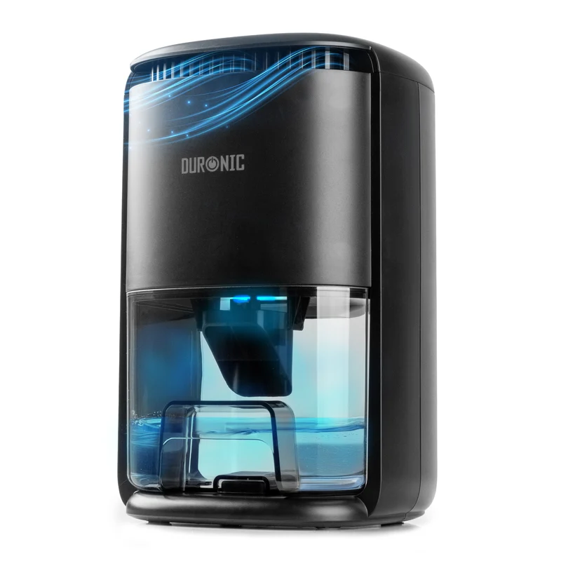 Duronic DH07 BK Mini Deumidificatore Silenzioso per Camera da Letto e Bagno, Deumidificatore 22,5W 1L, timer 6h/12h, spegnimento automatico, anti muffa, allergie, deumidificatore silenzioso nero LED