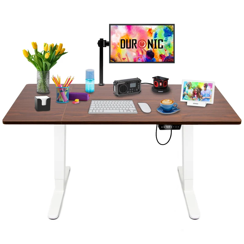 Duronic CD160 WT Scrivania Elettrica Regolabile in Altezza 160x60 cm Bianco, Desk Motorizzato 72-118 cm, 3 Memorie, USB USB-C, Carico 70 kg, Postazione Ergonomica Ufficio Casa Smart Working