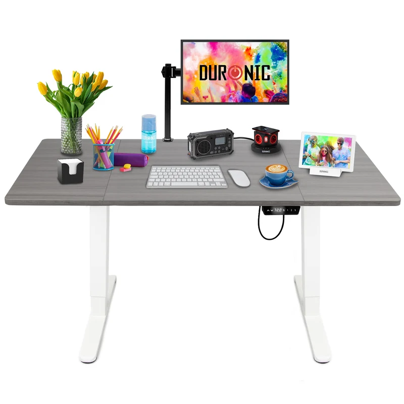 Duronic CD160 WG Scrivania Elettrica Regolabile in Altezza 160x60 cm Bianco, Desk Motorizzato 72-118 cm, 3 Memorie, USB USB-C, Carico 70 kg, Postazione Ergonomica Ufficio Casa Smart Working