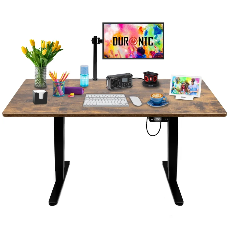 Duronic CD160 BO Scrivania Elettrica Regolabile in Altezza 160x60 cm Nera Bianco, Desk Motorizzato 72-118 cm, 3 Memorie, USB USB-C, Carico 70 kg, Postazione Ergonomica Ufficio Casa Smart Working