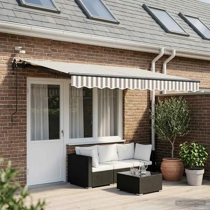 Tenda retrattile Grigio chiaro e bianco 400 × 300 cm Poliestere 3426045