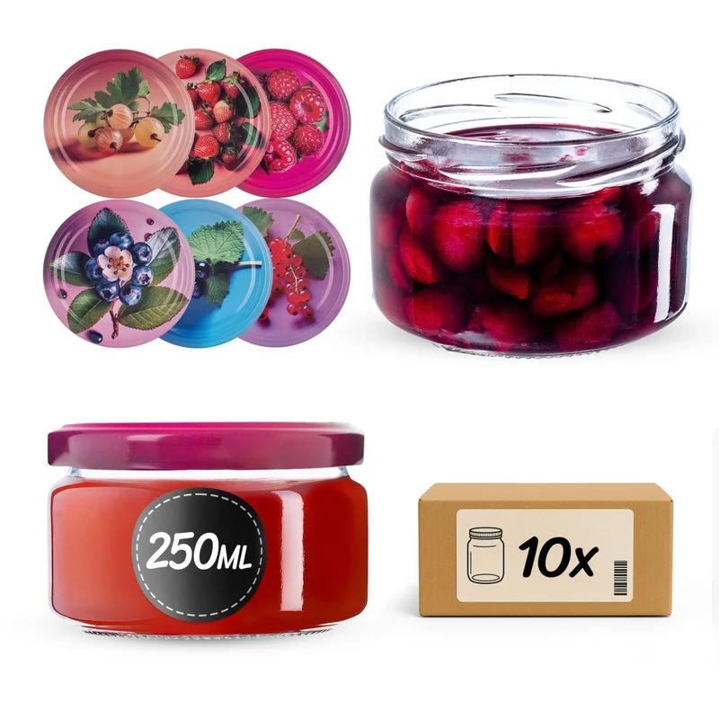 KADAX Denia barattoli per conserve 250ml 10 pezzi 82mm + coperchio "Frutti di bosco misti"