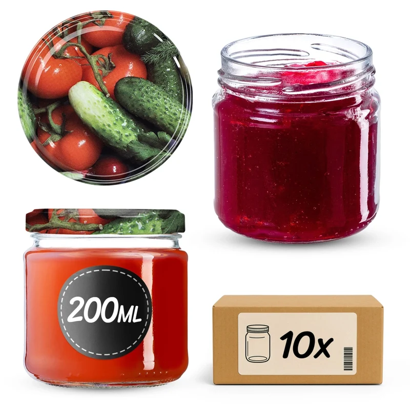 Barattoli per conserve KADAX Lerma 200ml 10 pezzi 66mm + coperchi "Verdure"