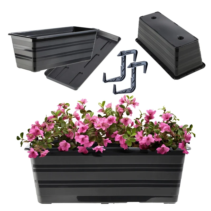 KADAX Fioriera da balcone 40 cm Vaso da fiori Supporto per vaso da fiori Maniglie Balcone
