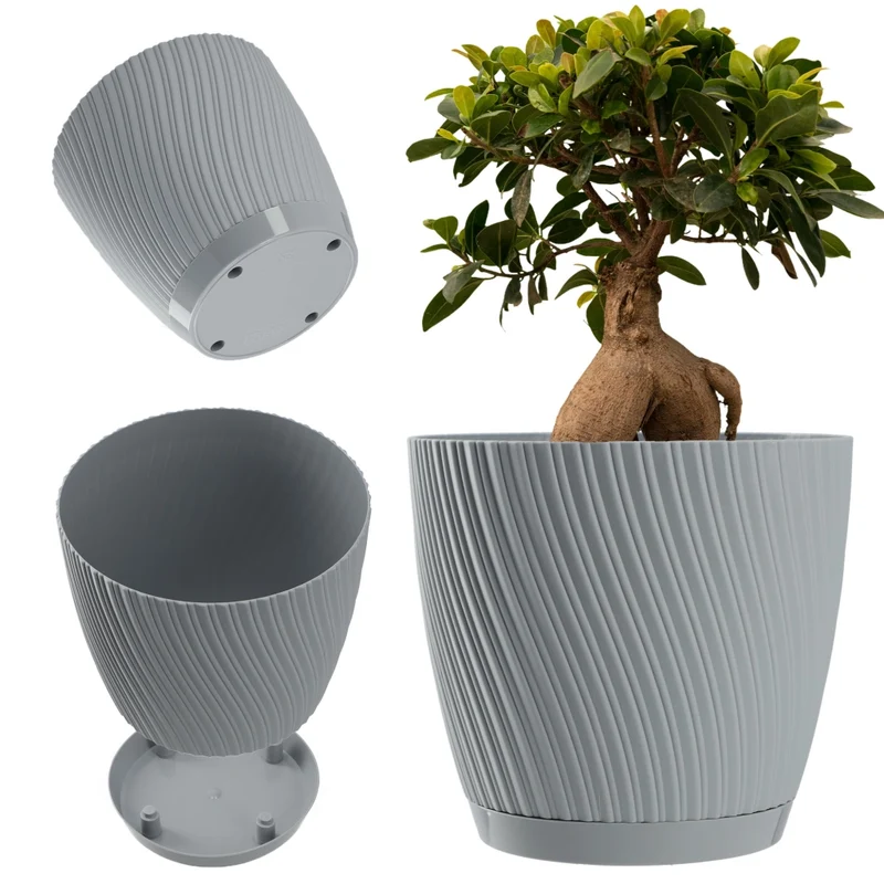 Vaso da fiori KADAX con supporto, coperchio, ciotola rotonda, 19 cm, grigio