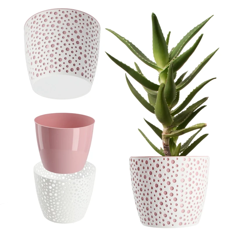 Vaso da fiori KADAX, Vaso da fiori, Vaso da fiori rotondo in plastica, 17 cm, Rosa