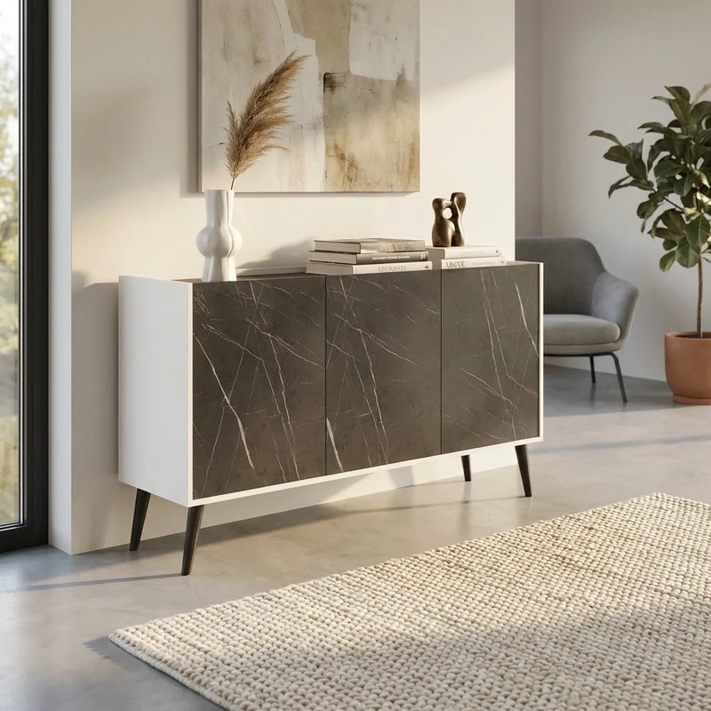 Madia di design con 3 ante in Legno Composito cm 150x41 5x78 - THOMAS