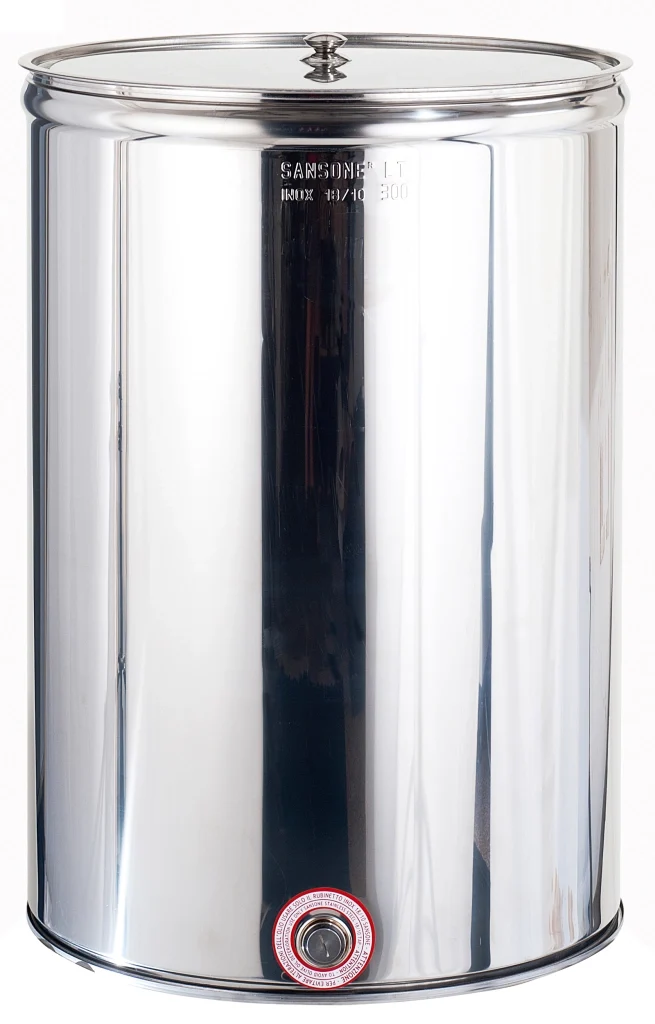 Contenitore Enologico Inox Liscio Aggraffato con Coperchio L 200 Sansone