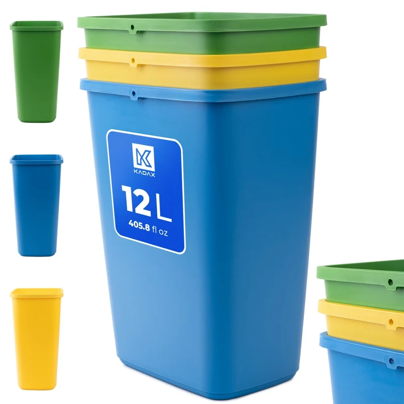 Set di 3 contenitori per la raccolta differenziata KADAX da 12 litri.