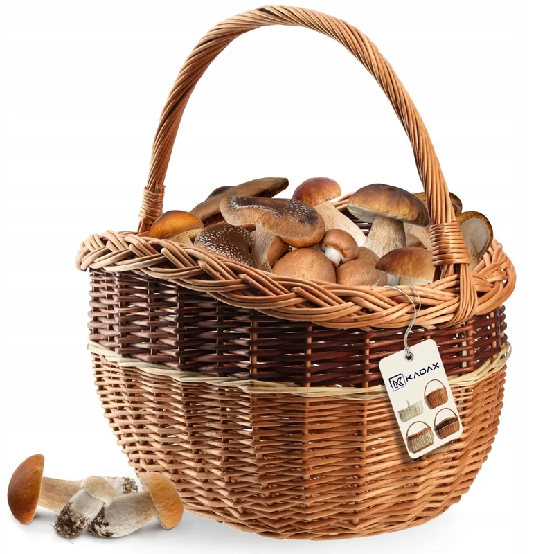 Cesto in vimini KADAX per funghi, spesa, picnic, frutta, vimini, grande, ecologico