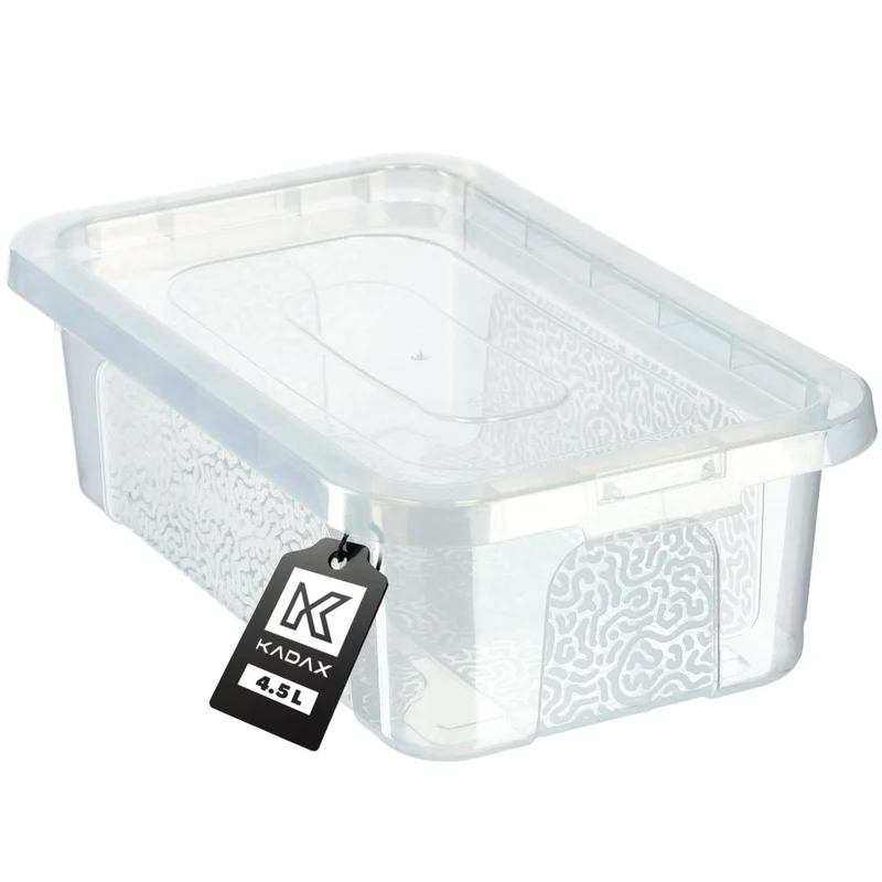 Contenitore in plastica KADAX da 4,5 litri con coperchio, trasparente, con chiusura a chiave, ideale come organizer.