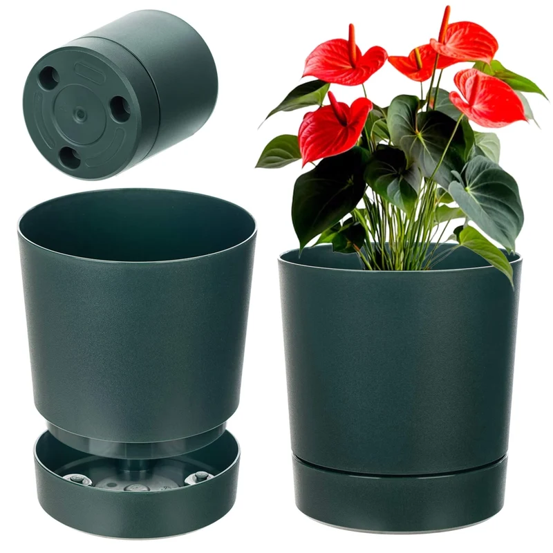 Vaso da fiori KADAX con supporto, rotondo, in plastica, 20 cm