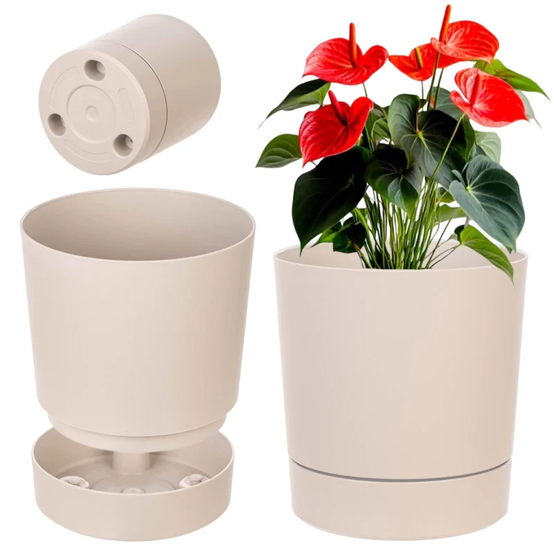 Vaso da fiori KADAX con supporto, rotondo, in plastica, 14,5 cm