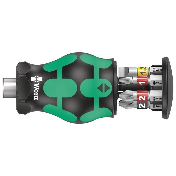 Wera 05008874001 Kraftform Kompakt Stubby Cacciavite con Magazzino Portainserti 6 pz Attacco 1-4'' Magnetico 65 mm